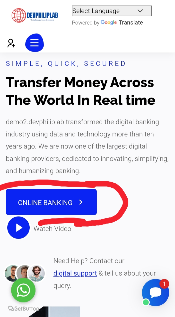 Online banking format for client yahoo