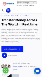 Online banking format for client