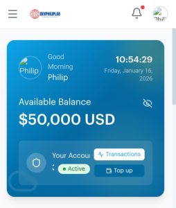 Online banking website dashboard